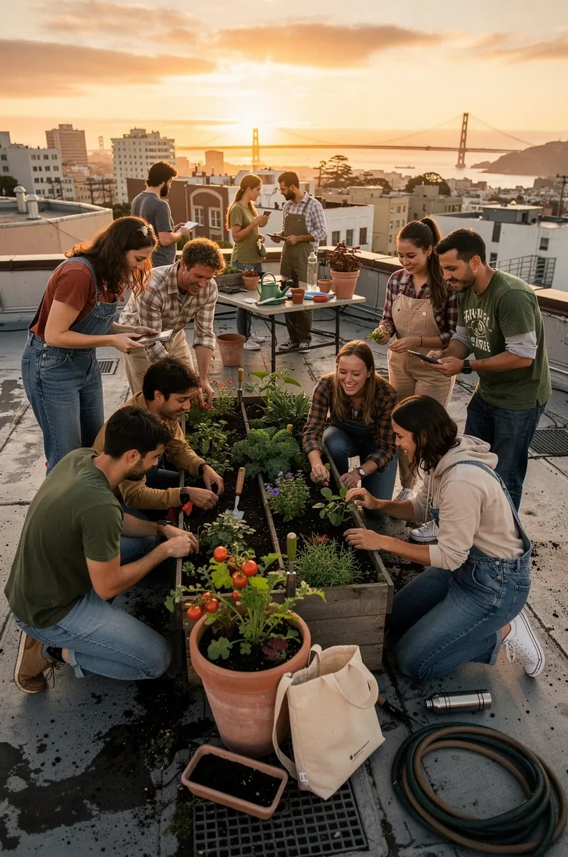 Community members collaborating on waste management solutions.